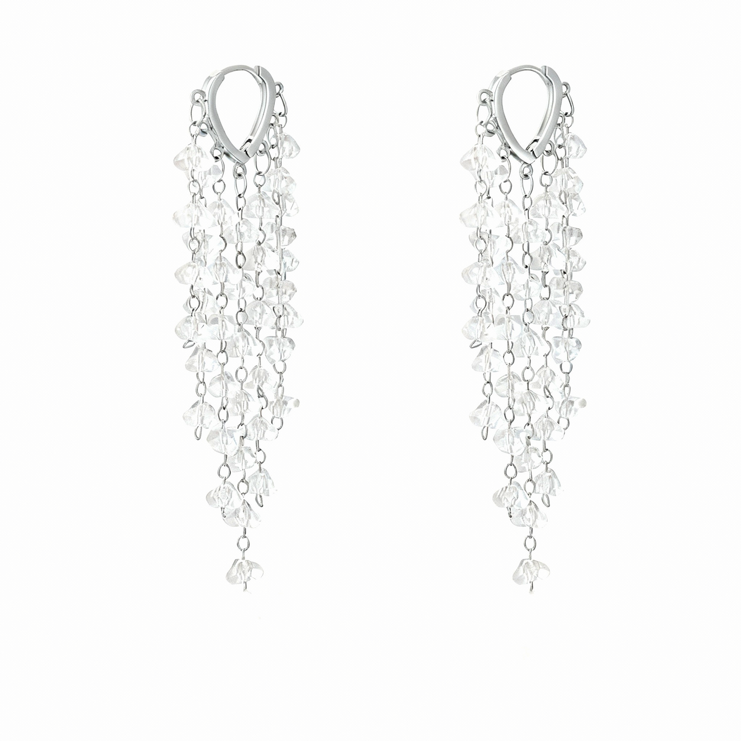 Glamorous women's sparkling crystal tassel earrings, perfect for a chic and elegant party statement.