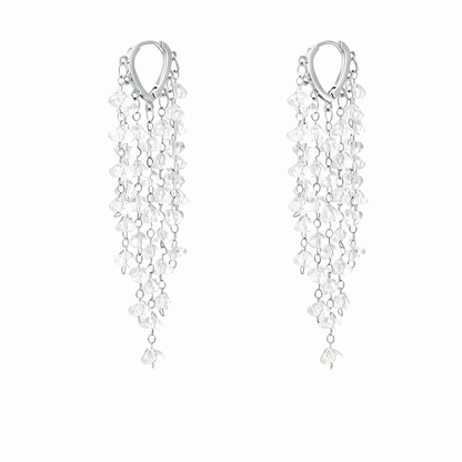 Glamorous women's sparkling crystal tassel earrings, perfect for a chic and elegant party statement.