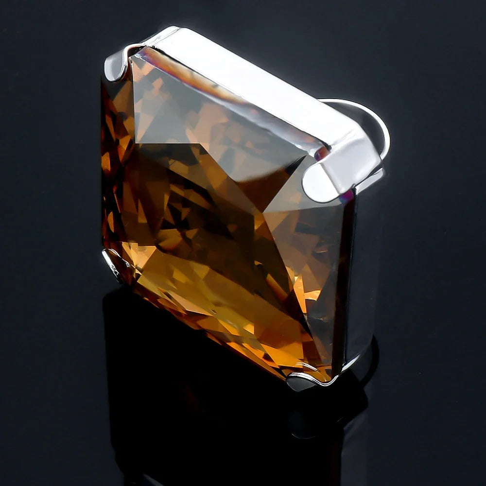 Dazzling women's rhinestone ring, silver-tone band, creates a glamorous sparkling effect, ideal gift.