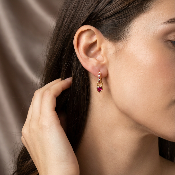 Elegant women's heart-shaped earrings featuring sparkling zircon, ideal for daily wear.