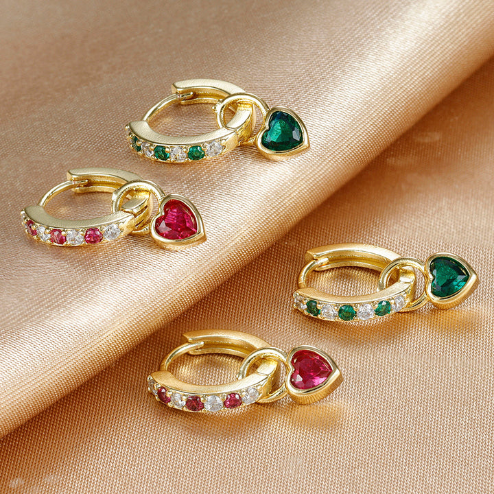 Enhance your look with these sparkling zircon heart earrings, elegant women's jewelry.