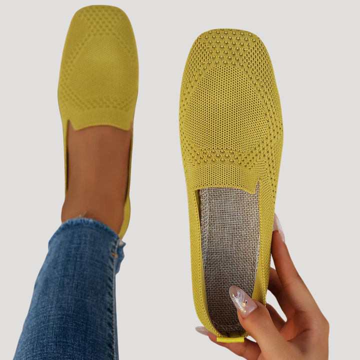 Breathable square toe women's flats, slip-on style. Comfortable & stylish for everyday casual summer shoes.