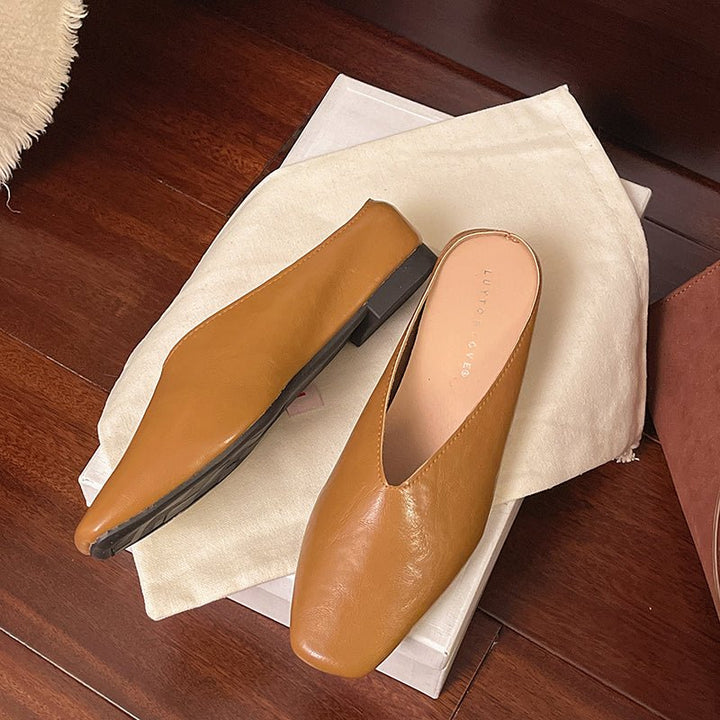Comfortable women's square toe slip-on flats, perfect for everyday casual footwear.