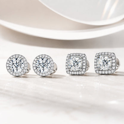 Hypoallergenic Sterling Silver Halo Stud Earrings for women, safe for sensitive ears.