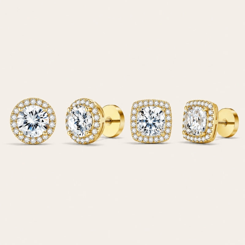 Dazzling Sterling Silver Halo Stud Earrings, an ideal women's jewelry gift choice.