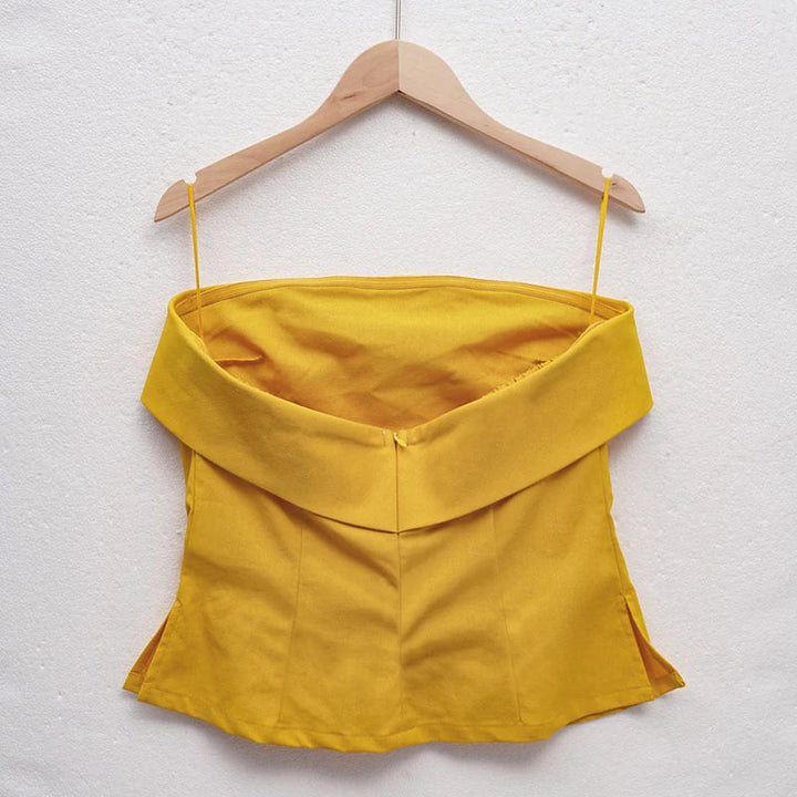 Sleeveless women's strapless tube crop top, essential for comfortable warm weather & trendy summer fashion.