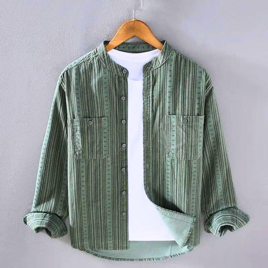 Women's striped long-sleeve button-up shirt, relaxed fit, perfect for casual everyday wear.