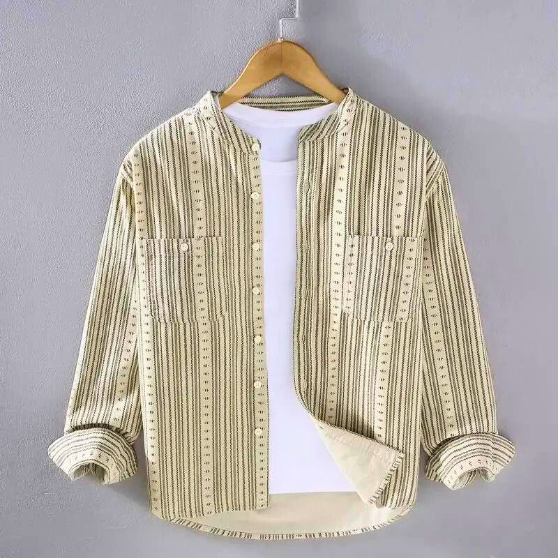 Versatile women's striped casual shirt, relaxed fit long sleeve design, perfect for spring/summer everyday wear.