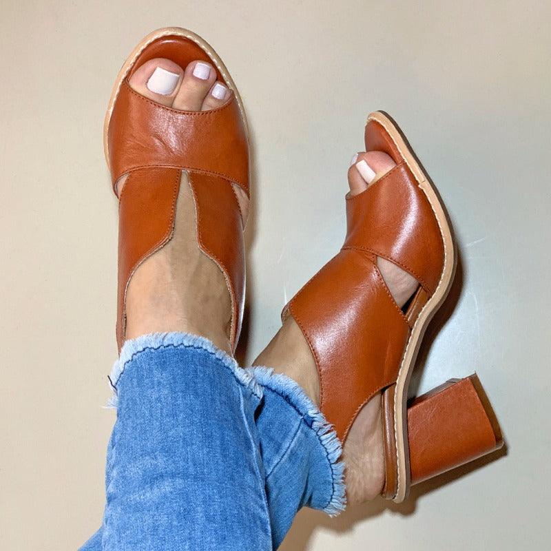 Durable women's block heel sandals for all-day comfort, perfect for summer footwear.