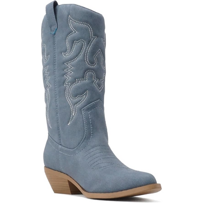 Women's Gracia knee-high pointed toe western cowboy boots. Fashionable and versatile footwear.