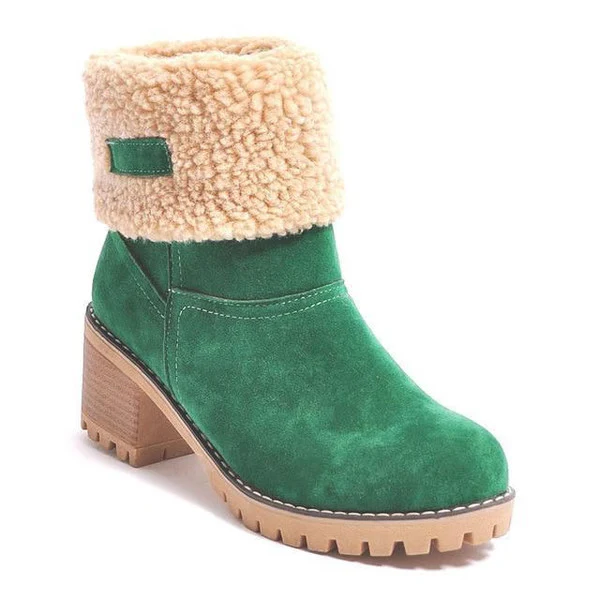 Elegant women's block heel winter boots, offering warm, stylish, and comfortable protection from snow & cold.