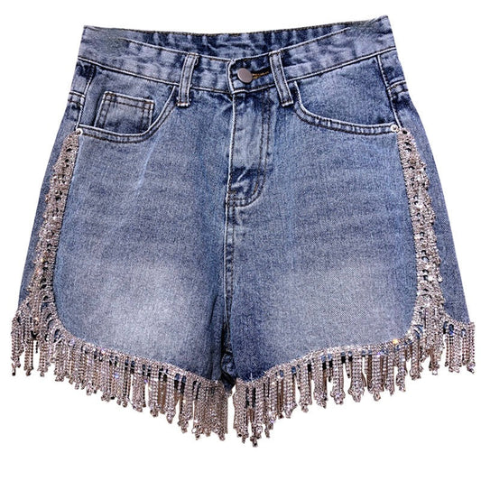 Women's stylish blue denim shorts, perfect for everyday casual wear & summer comfort. Versatile short pants.