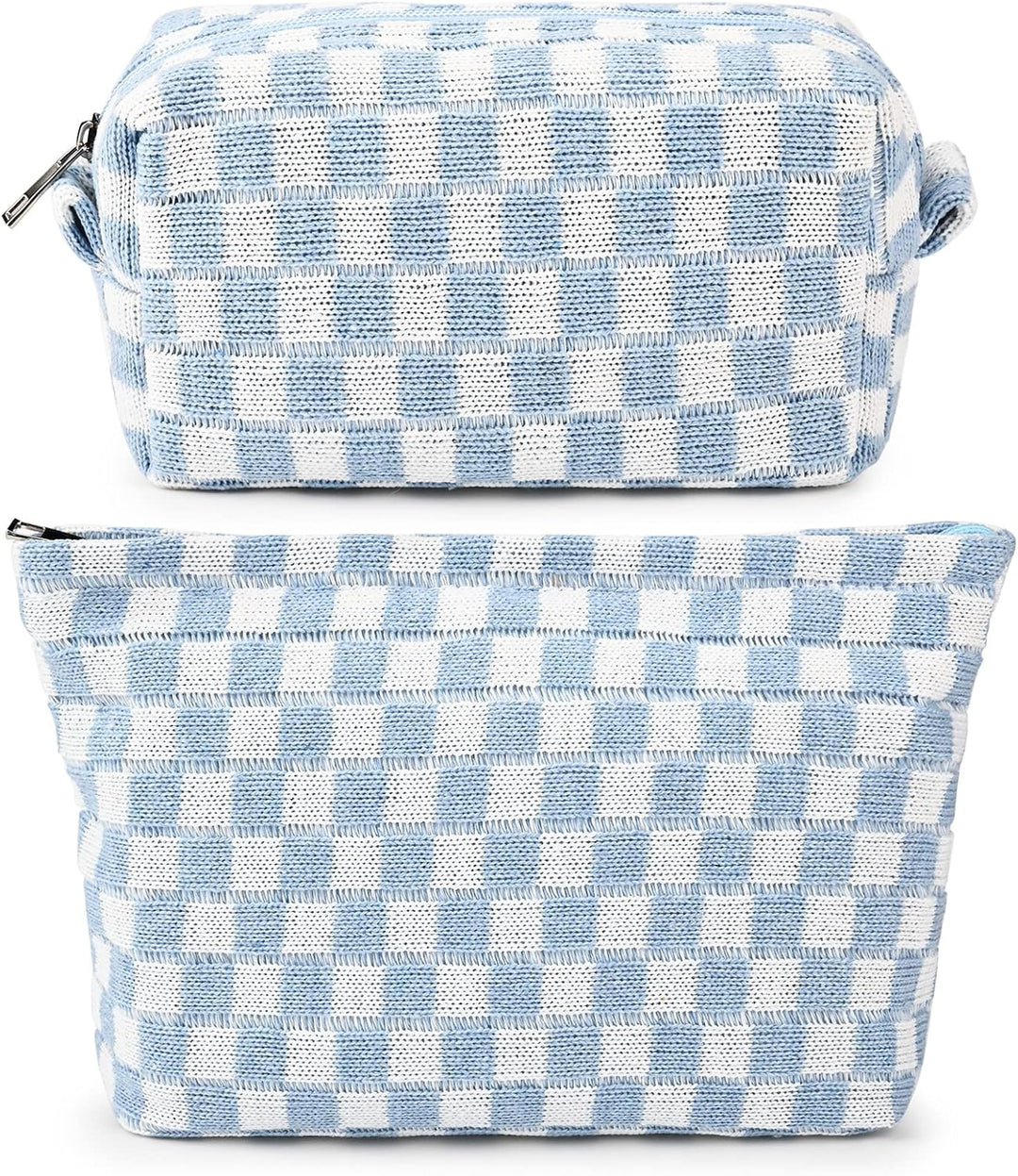 Durable canvas checked make-up and toiletries organizer.