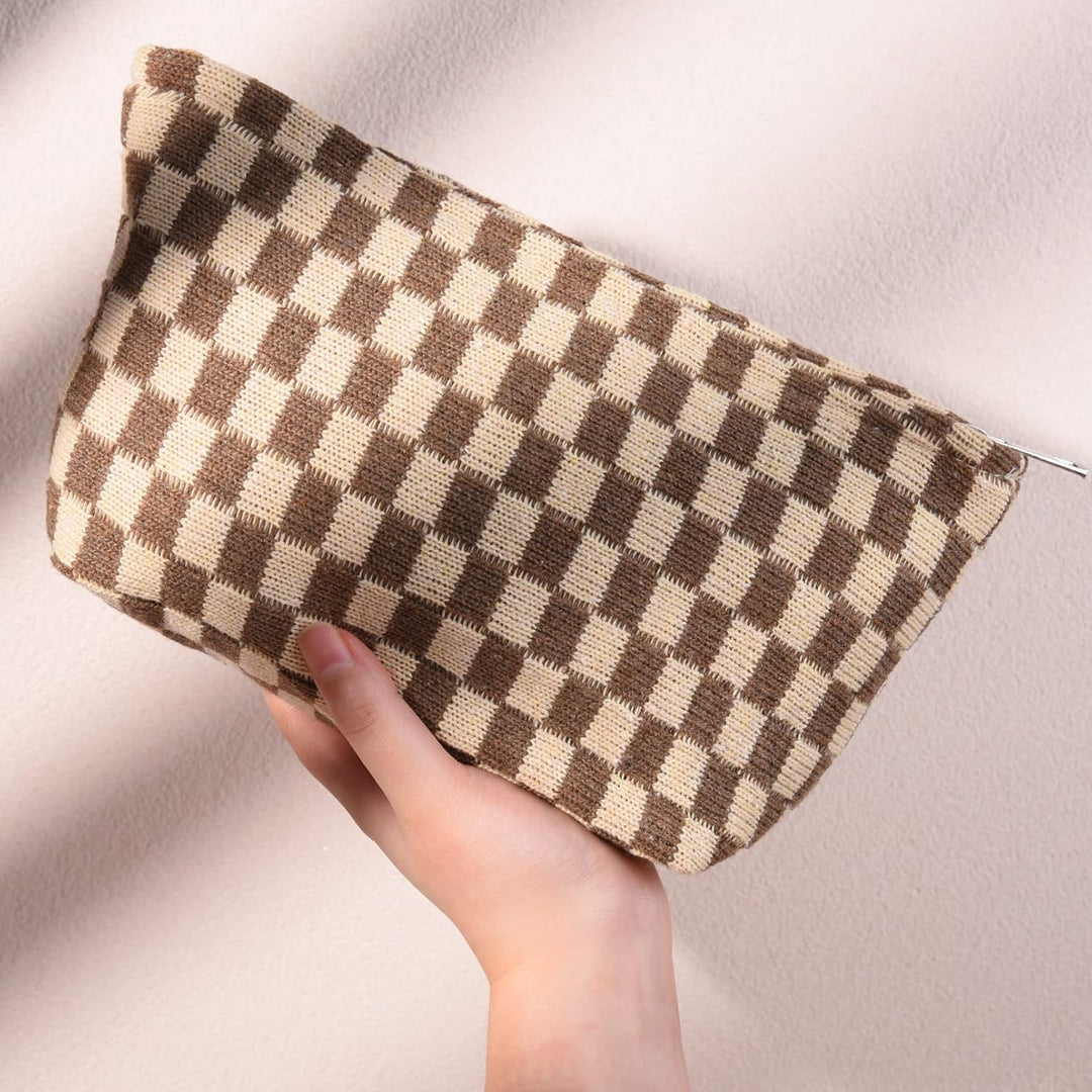 Stylish checked storage solution, 2-piece women's set.