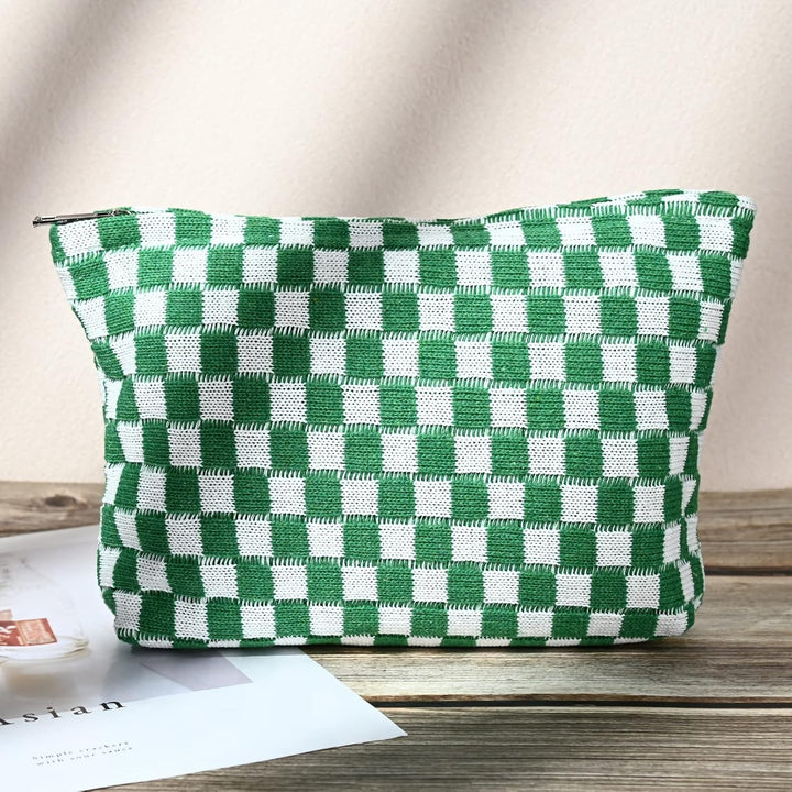 Stylish women's accessory: 2pc checked make-up storage.