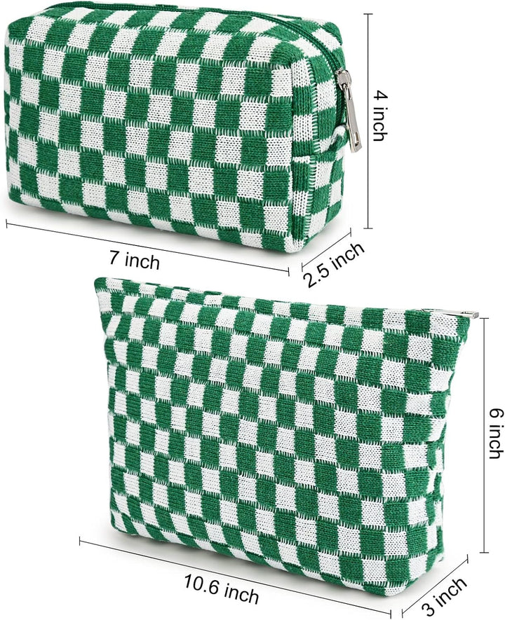 Essential 2-piece checked cosmetic travel organizer.