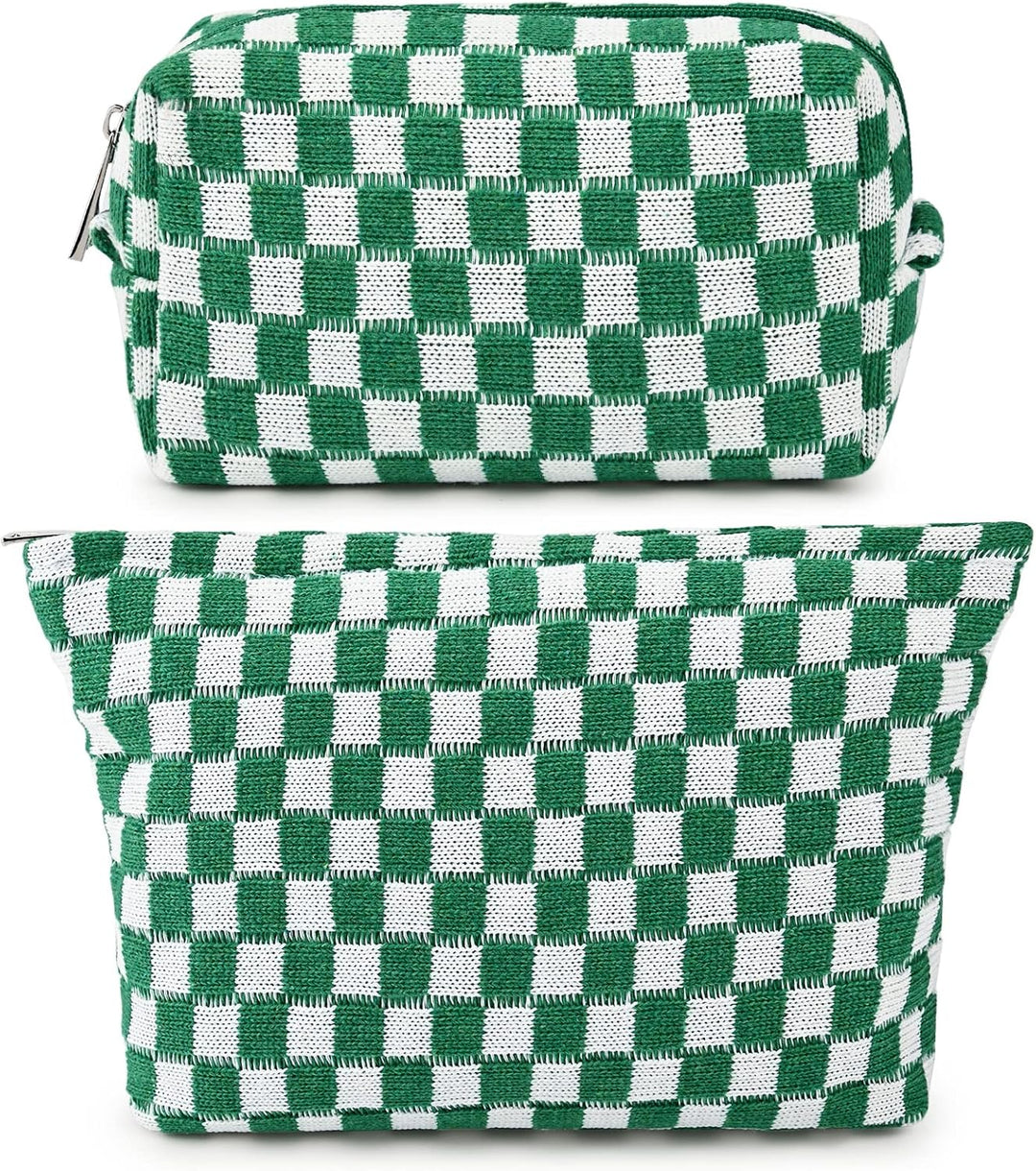 Robust canvas checked toiletries & make-up bags.