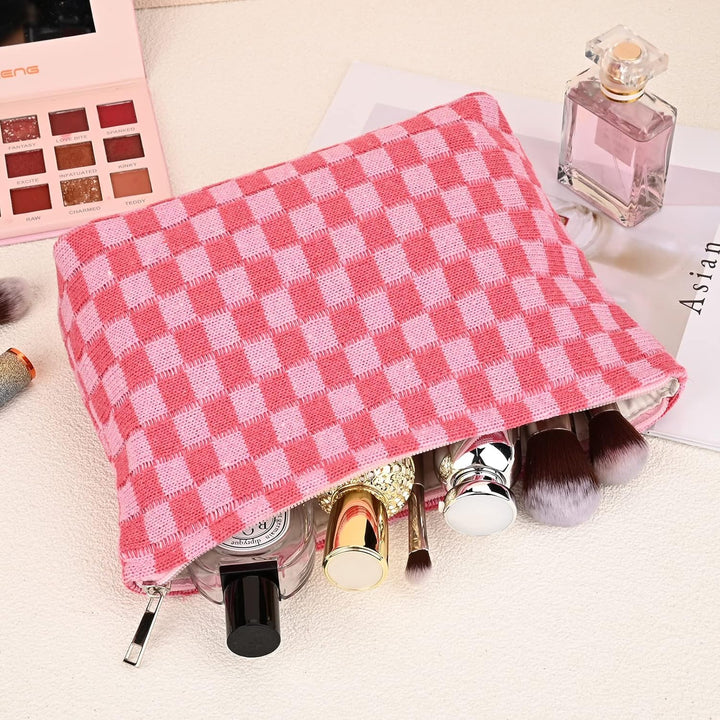 Handy checked travel organizer, 2pc beauty case.