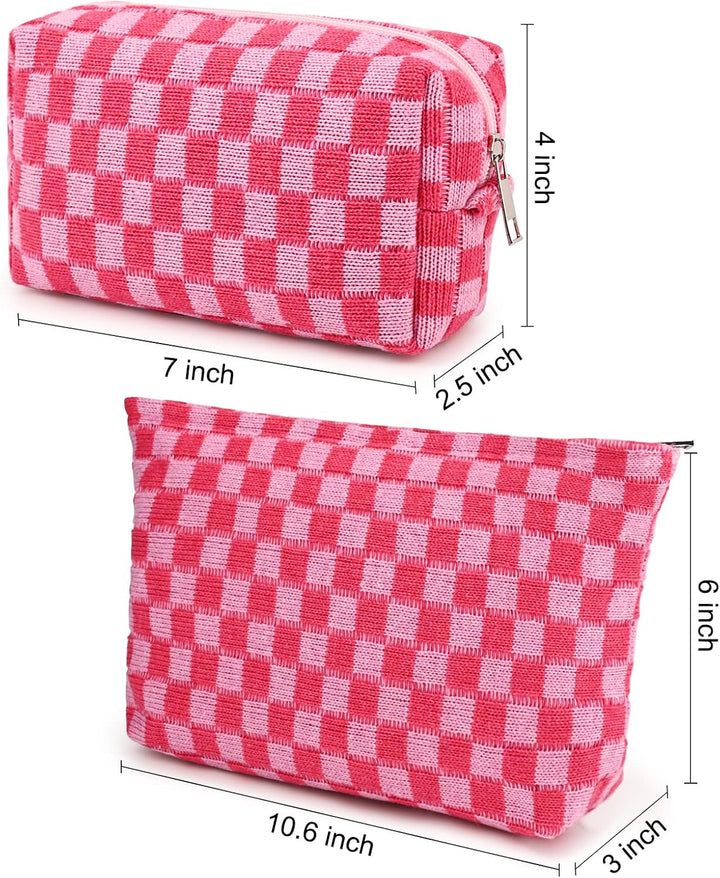 Stylish checked accessory for women's beauty storage.