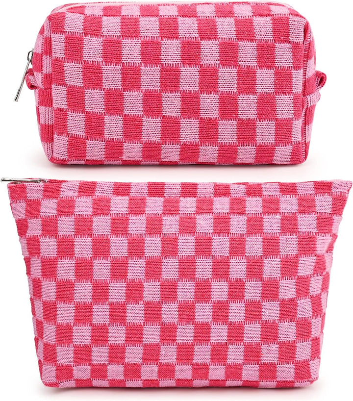 Everyday checked cosmetic bag set, ideal for toiletries.