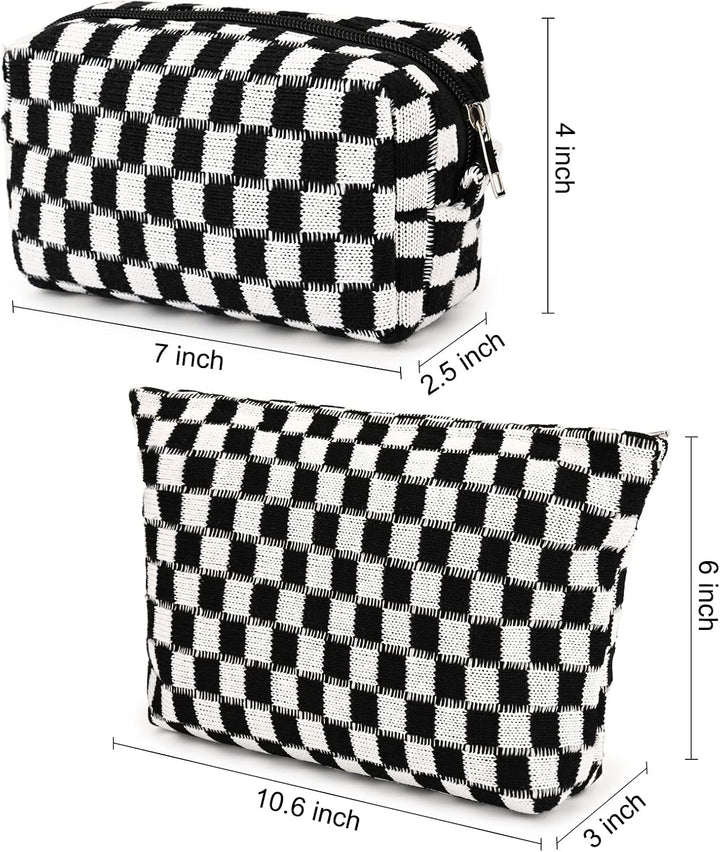 Women's accessory: Stylish checked storage solution, 2 bags.