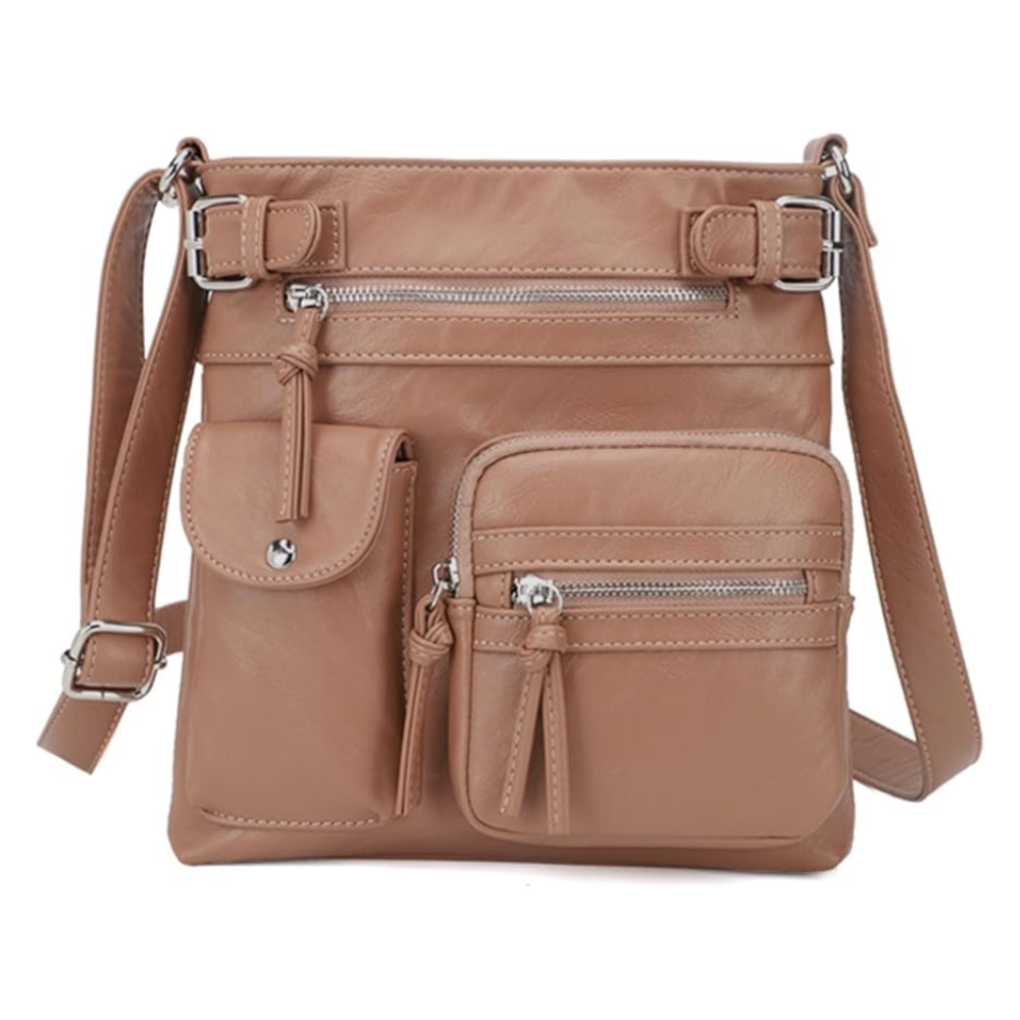 Women's organized crossbody bag with multiple pockets, ideal for travel & everyday carrying.
