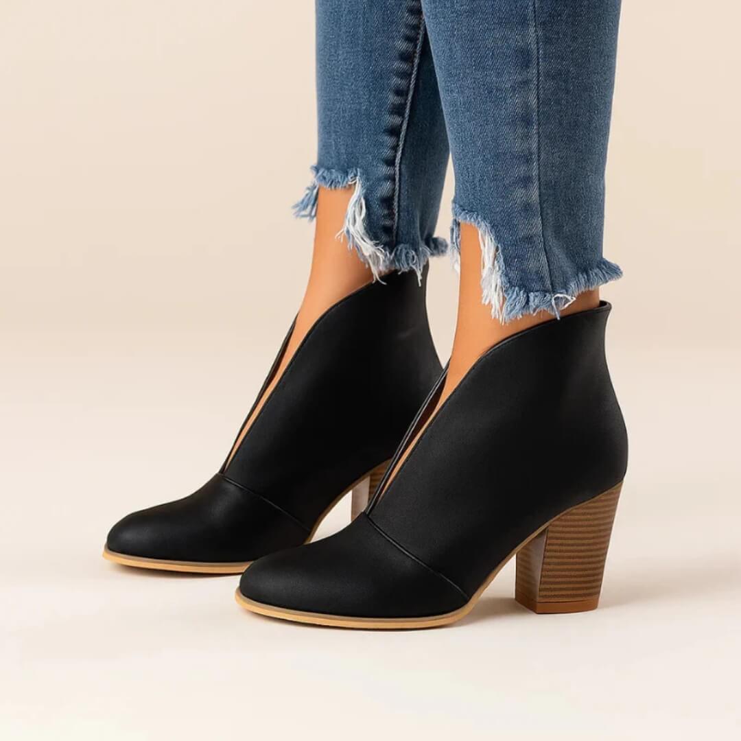 Slip-on women's ankle booties, comfortable & fashionable for any occasion.