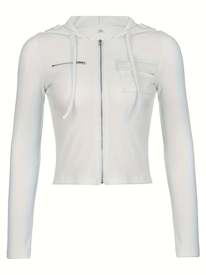 Women's stylish cropped hoodie with hood, offering comfortable and trendy casual wear for spring & summer.