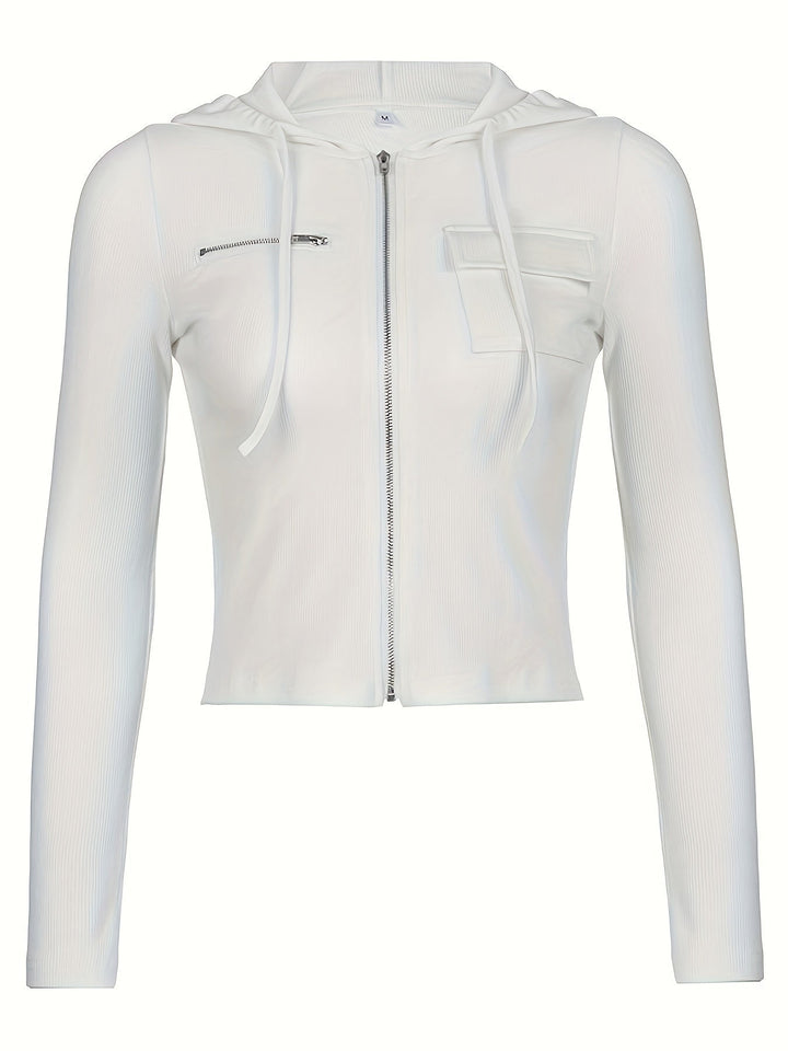 Women's stylish cropped hoodie with hood, offering comfortable and trendy casual wear for spring & summer.