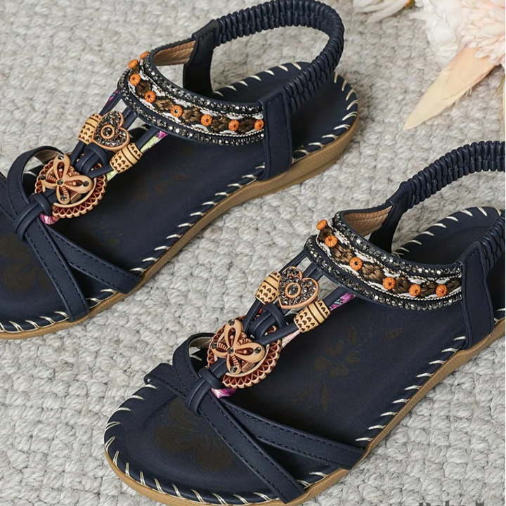 Elegant women's walking sandals, providing stylish comfort for everyday activities. Open-toe summer casual footwear.