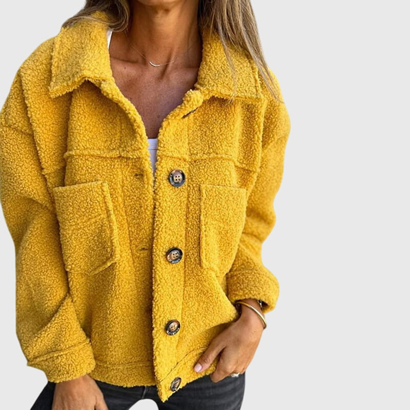 Chic women's fall jacket, structured silhouette, soft fabric, stylish outerwear for versatile fashion.