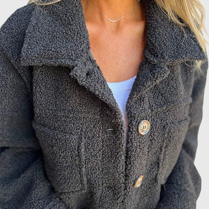 Comfortable & stylish women's fall jacket, perfect everyday outerwear with handy pockets for autumn.
