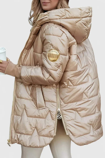 Versatile women's hooded long coat. Stylish outerwear for casual or elegant fall & winter looks, ensuring warmth & fashion.