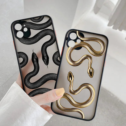 Elegant snake design iPhone case for women, providing stylish protection and durable phone cover.