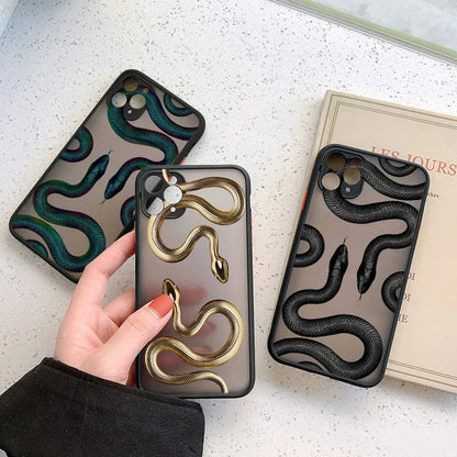 Stylish women's phone cover with a serpent motif, offering reliable phone protection and a luxury feel.