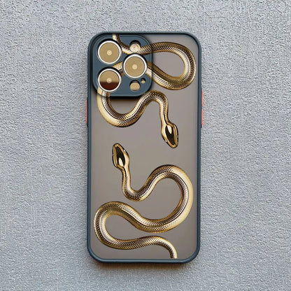 Modern women's iPhone case featuring a sophisticated serpent design. Slim, protective, and chic.