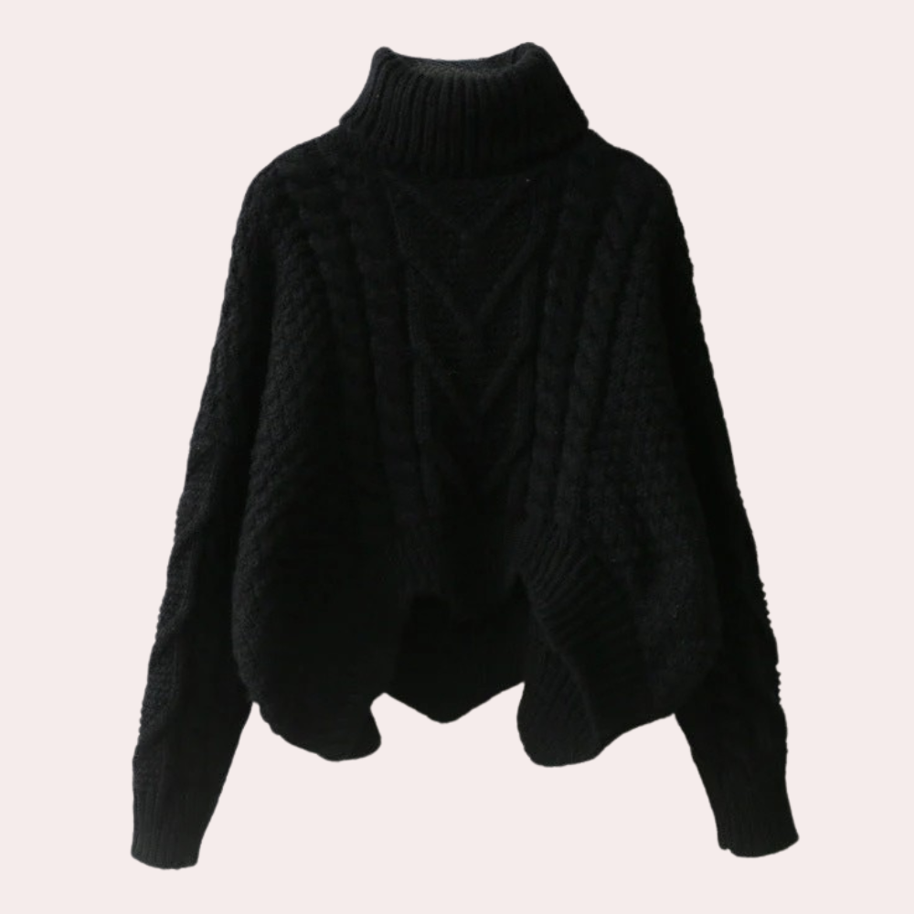 Soft cotton knitted long sleeve turtleneck sweater for women, comfortable and stylish.