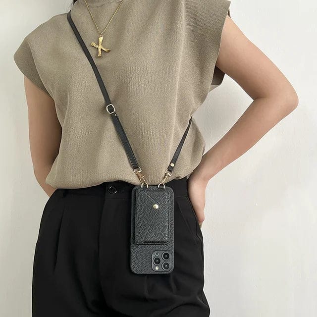 Crossbody phone case for women with a secure card holder & adjustable lanyard. Ideal for hands-free daily use.