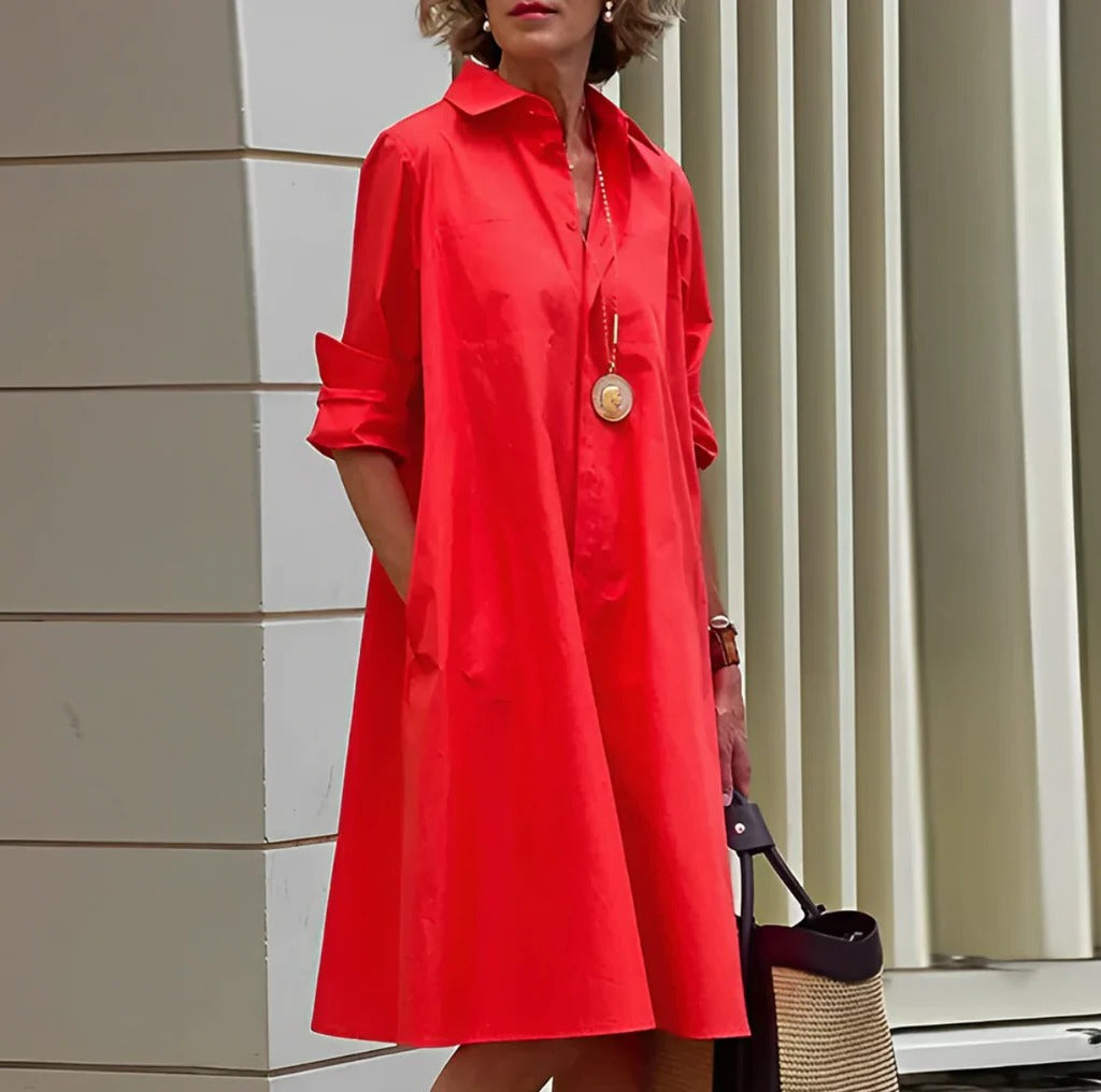 Women's stylish polo dress in sporty chic design, perfect for everyday comfort. Short-sleeve casual summer mini dress.