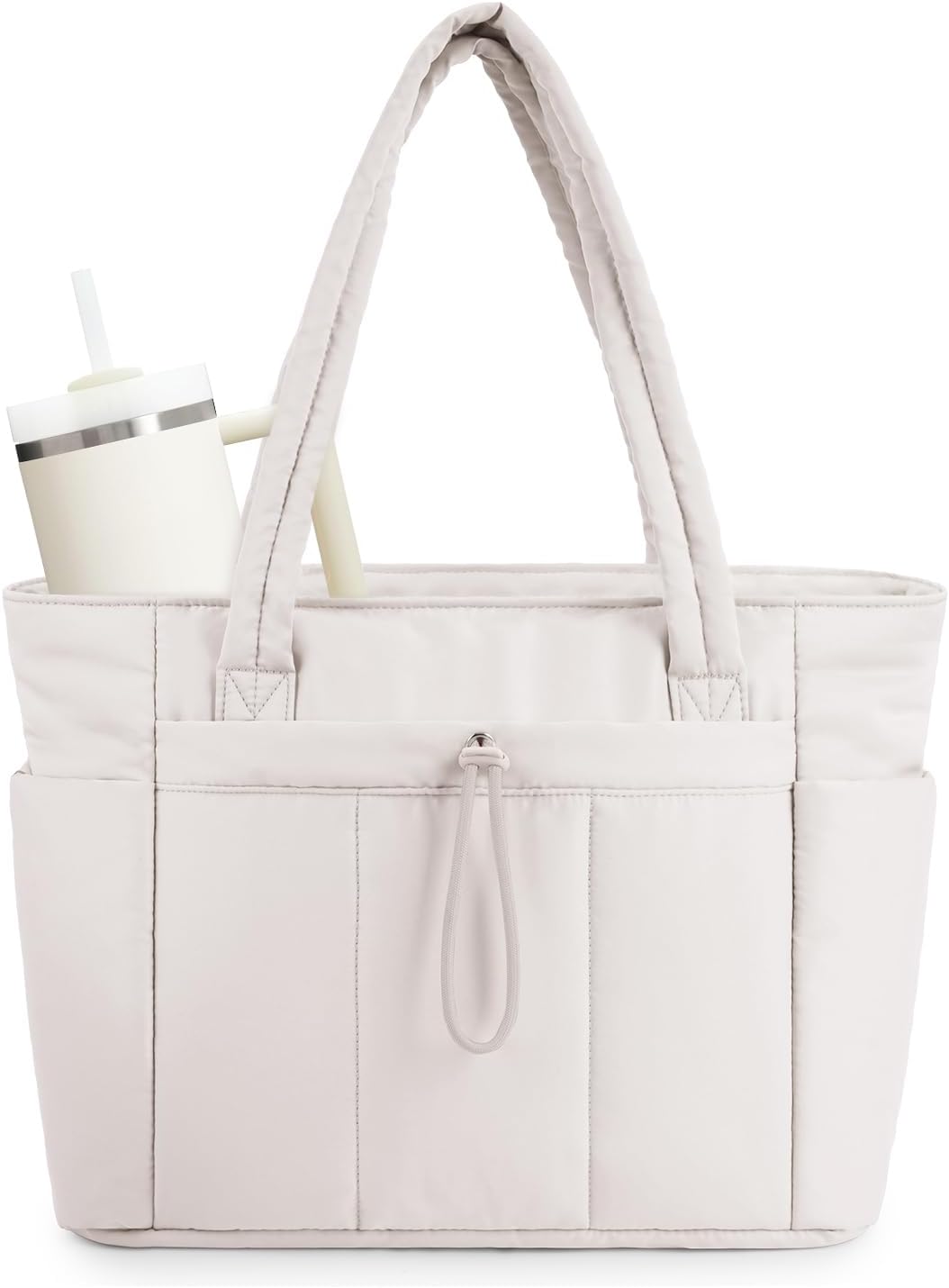 Women's stylish quilted puffer tote bag for everyday use.