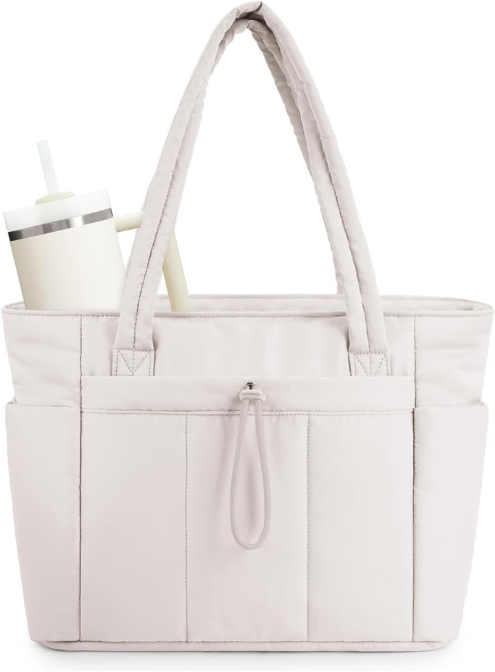 Women's stylish quilted puffer tote bag for everyday use.