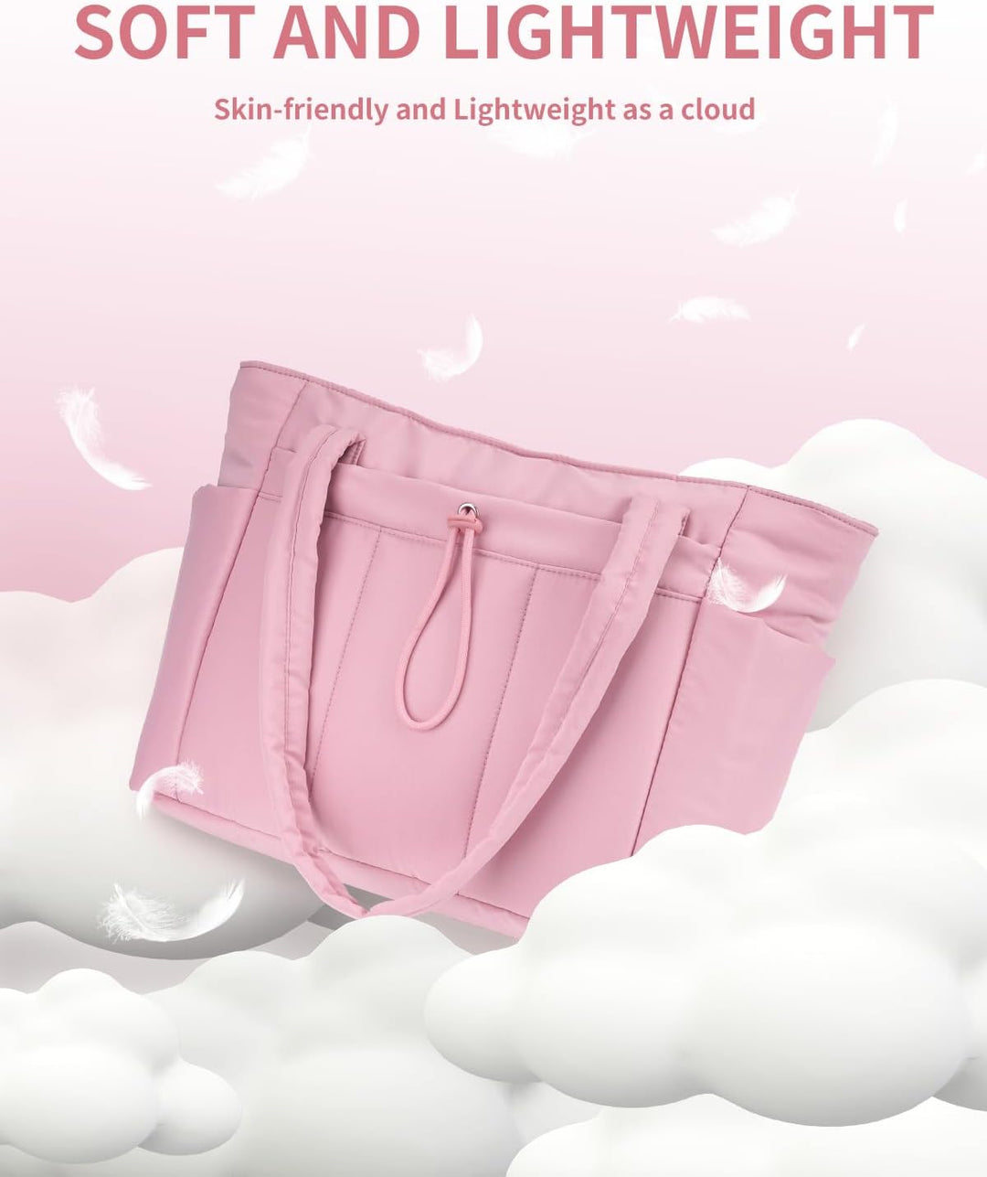 Functional quilted puffer tote for work and office essentials, spacious.