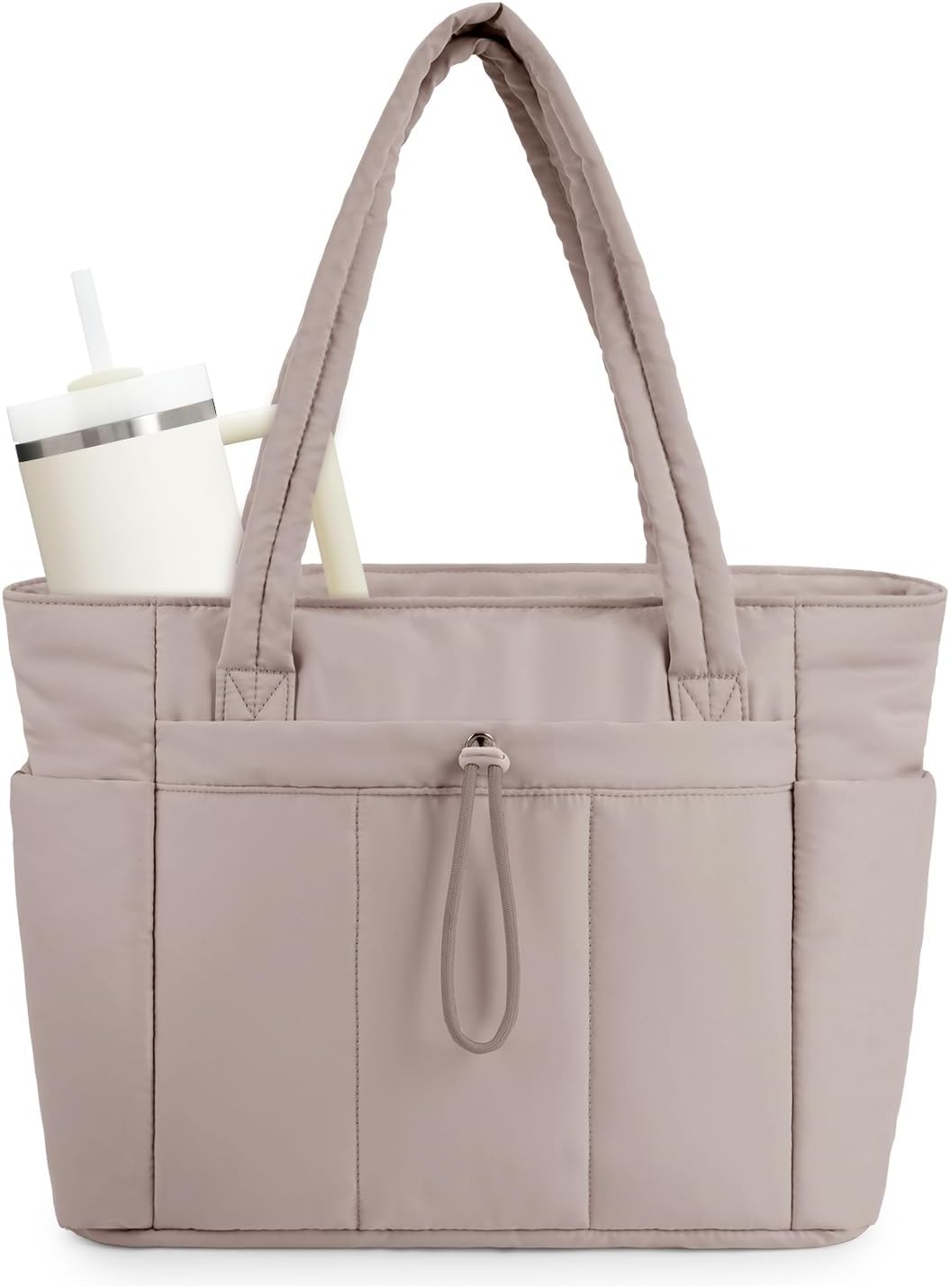 Smart quilted puffer tote, perfect for carrying your laptop to work.