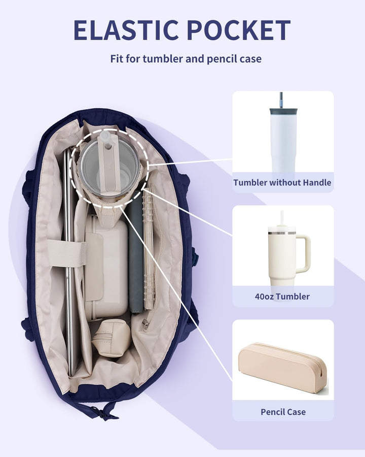 High-capacity women's quilted puffer bag for laptop, travel, and more.