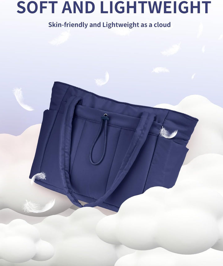 Comfortable shoulder bag: women's quilted puffer tote, perfect for long days.