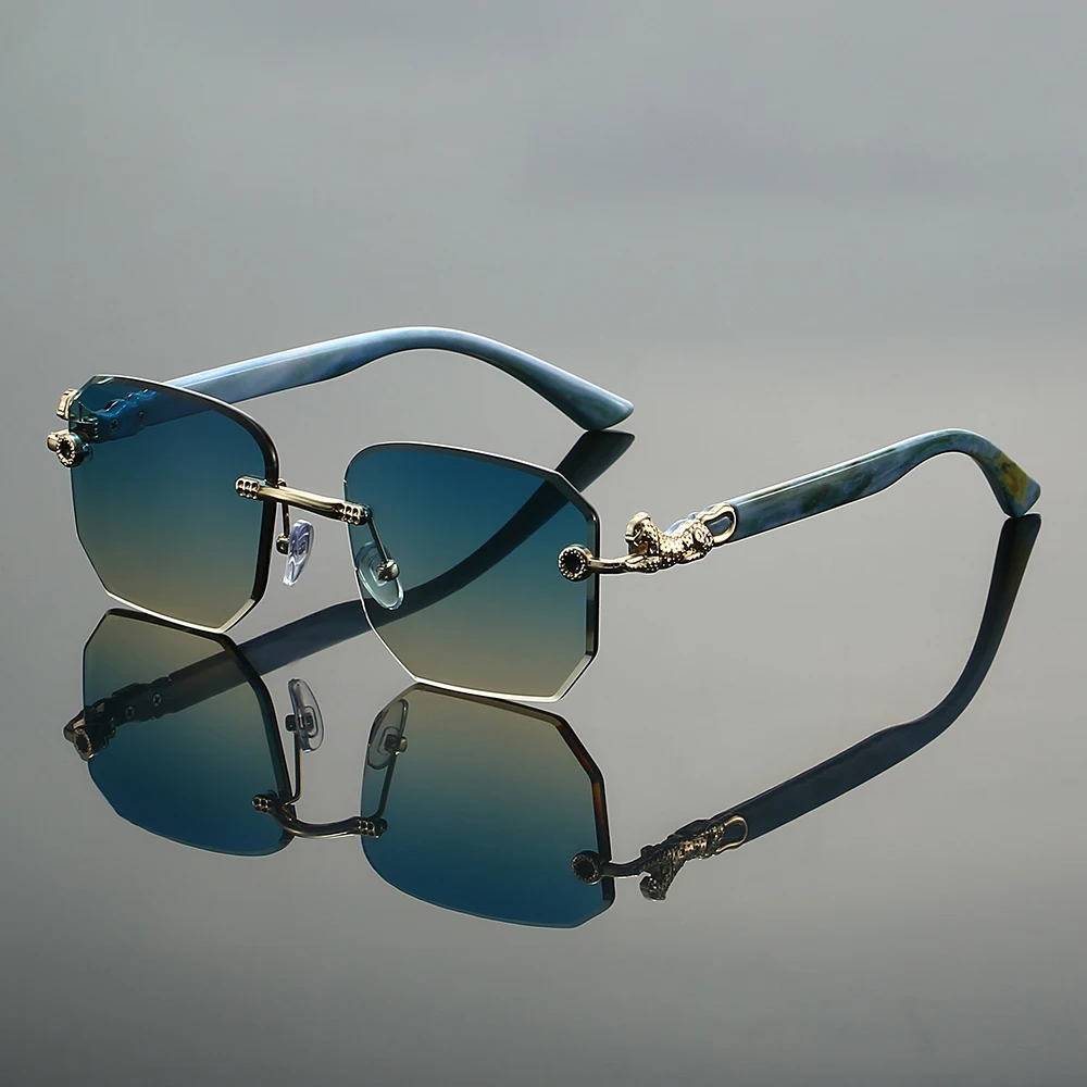 Fashionable women's rimless gradient sunglasses, providing stylish eyewear with crucial UV protection.
