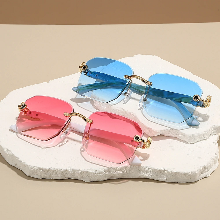 Sleek women's rimless gradient sunglasses, combining stylish design with vital UV protection eyewear.