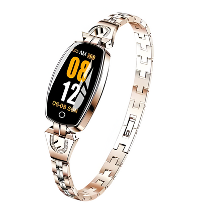 Gold women's smart fitness bracelet, heart rate monitor, sleep & activity tracker.