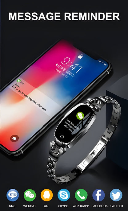 Stylish gold women's smart bracelet, heart rate, sleep & fitness activity monitor.