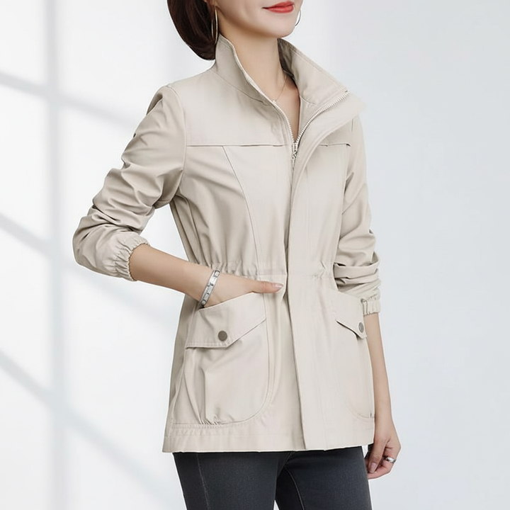 Lightweight transitional jacket for women, versatile for spring and autumn casual outfits.